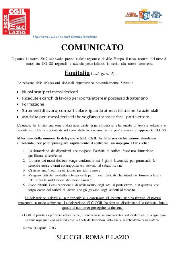 Comunicato Commessa Equitalia