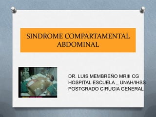 DR. LUIS MEMBREÑO MRIII CG
HOSPITAL ESCUELA _ UNAH/IHSS
POSTGRADO CIRUGIA GENERAL
SINDROME COMPARTAMENTAL
ABDOMINAL
 