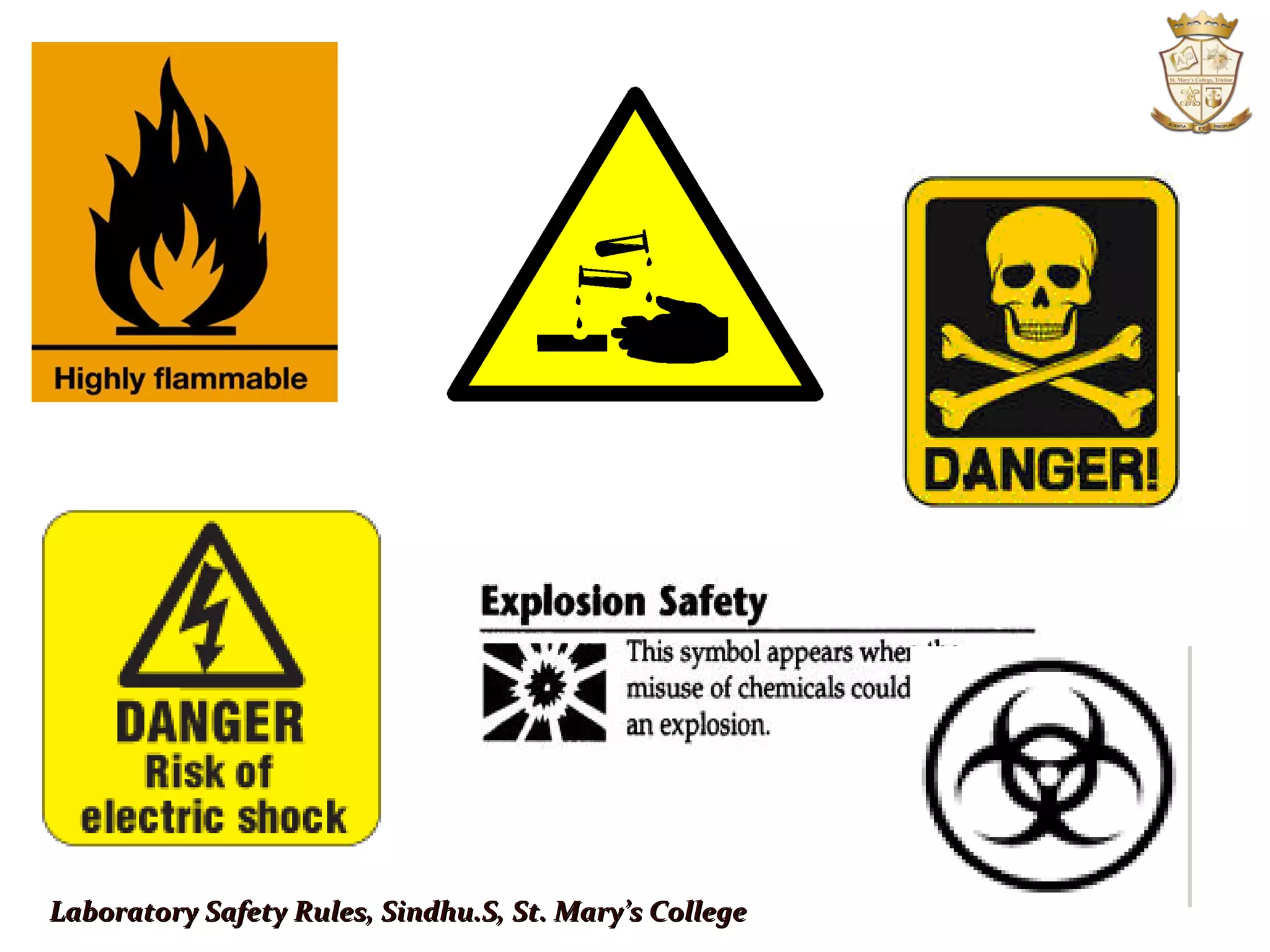 BiochemistryLaboratory Safety Rules PPT