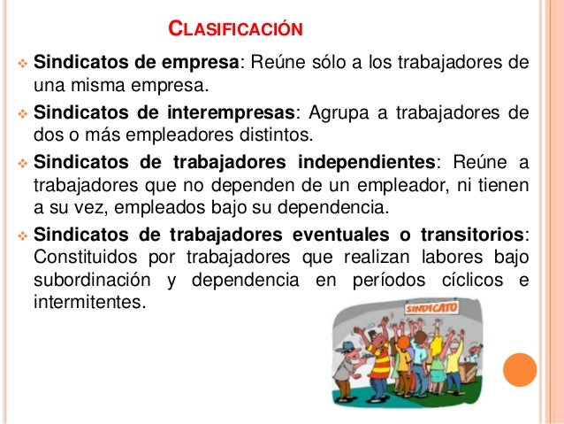 Resultado de imagen para clasificación de los sindicalismo