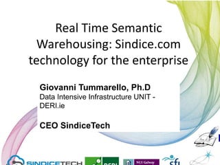 Real Time Semantic
 Warehousing: Sindice.com
technology for the enterprise
 Giovanni Tummarello, Ph.D
 Data Intensive Infrastructure UNIT -
 DERI.ie

 CEO SindiceTech
 