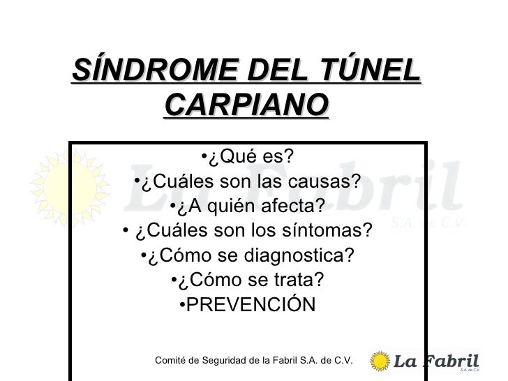 Sindrome Del Tunel Carpiano Sindrome Del Tunel Carpiano
