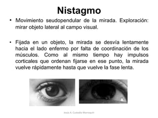 Consideraciones Generales:Cada hemisferio cerebeloso está conectado por vías nerviosas principalmente con el mismo lado del cuerpo, de modo que la lesión de un hemisferio cerebeloso da origen a signos y síntomas que están limitados al mismo lado del cuerpo.