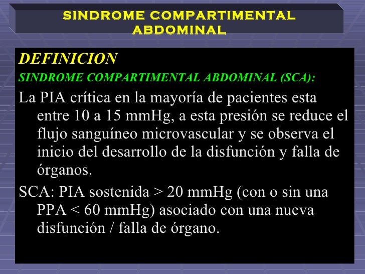 Sindrome Compartimental Abdominal Sindrome Compartimental Abdominal