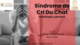 Síndrome de
Cri Du Chat
Embriologia y genetica
2.-B
Cristian Daniel Ibarra
Marmolejo
Dra. Cristian Irela Aranda Sánchez
 