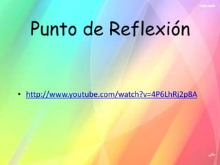 Punto de Reflexión


• http://www.youtube.com/watch?v=4P6LhRj2p8A
 