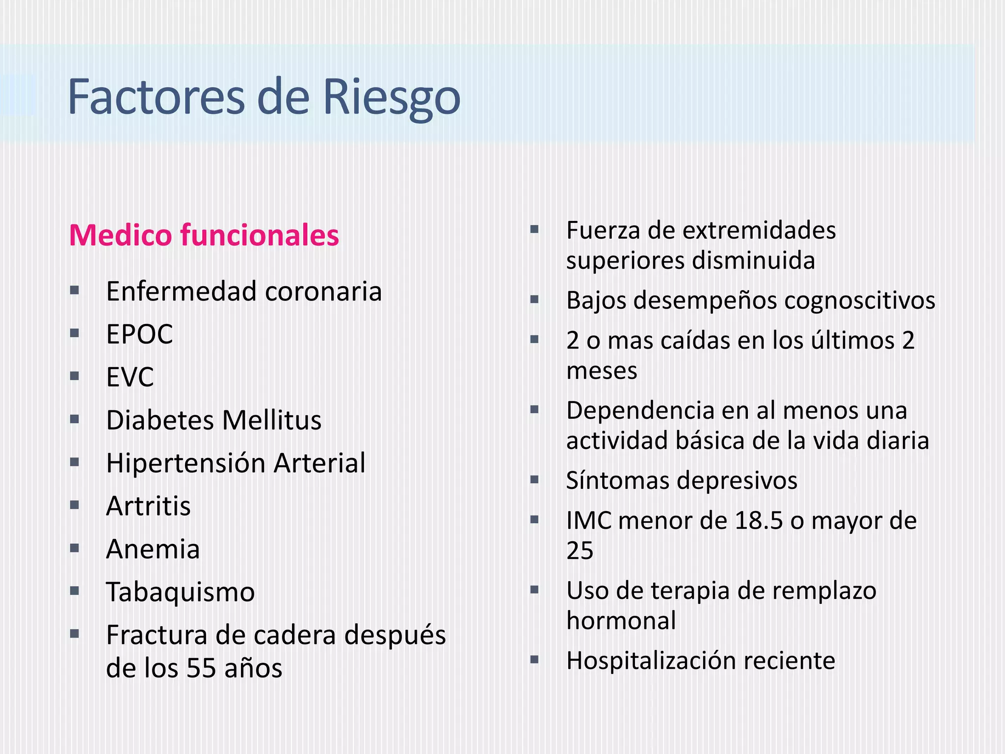Síndrome de fragilidad en el anciano | PPTX