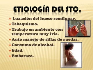 Etiología del STC.Luxación del hueso semilunar.