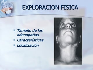EXPLORACION FISICA Tamaño de las adenopatías Características Localización 