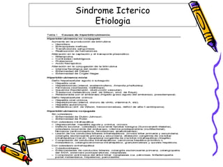 Sindrome Icterico
Etiologia
 