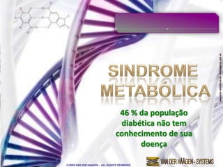 46 % da população
                                 diabética não tem
                                conhecimento de sua
                                      doença

©2009 VAN DER HAAGEN – ALL RIGHTS RESERVED
 
