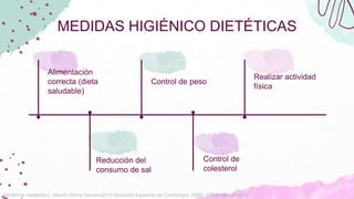 Alimentación
correcta (dieta
saludable)
Control de peso
Realizar actividad
física
Control de
colesterol
MEDIDAS HIGIÉNICO ...