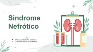 Sindrome
Nefrótico
Por:
- Ortiz Cañas Brandon Cristofer
- Quintanilla Bonilla Rocío Anabel
 