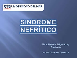 SINDROME NEFRÍTICO María Alejandra Pulgar Godoy Cuarto Año Tutor Dr. Francisco DonosoV. 
