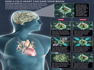 HIPOTERMIA TERAPÉUTICANeuroprotección con mejoría del desenlaceEnfriamiento suprime muchas de las vias que llevan a apoptosis. Disminuye la tasa metabólica de O2 6% por cada 1°C.Disminuye la liberación de aminoácidos excitatorios y radicales libresBloquea la excitotoxicidadDisminuye Respuesta inflamatoria.