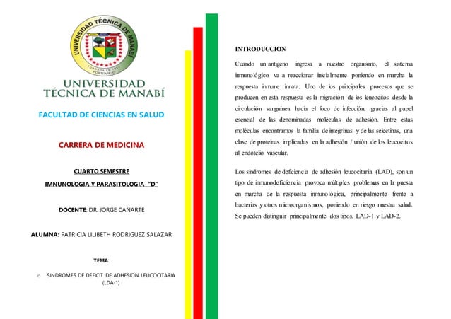 Sindromes dedeficitdeadhesionleucocitaria PPT
