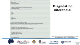 Diagnóstico
diferencial
Sullivan, K. & Stiehm, R. Immune Deficiencies Stiehm´s, Inborn
Errors of Immunity , 2020 2ª Edició...