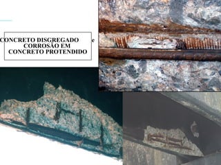 CONCRETO DISGREGADO e
CORROSÃO EM
CONCRETO PROTENDIDO
 
