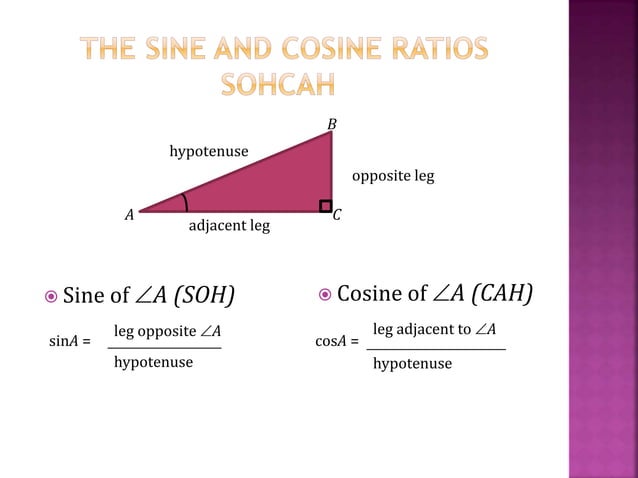 Sine and Cosine Right Triangle Geometry | PPT