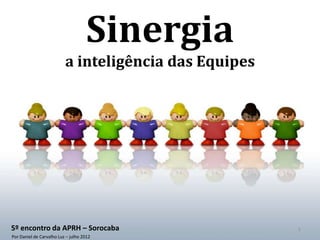 Sinergia
                          a inteligência das Equipes




5º encontro da APRH – Sorocaba                         1
Por Daniel de Carvalho Luz – julho 2012
 