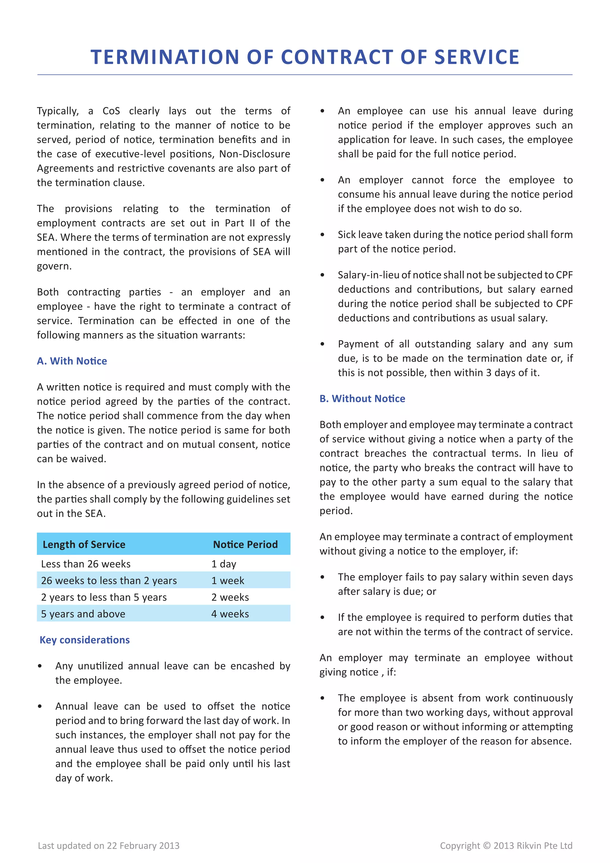 Singapore Employment Act 2013 | PDF
