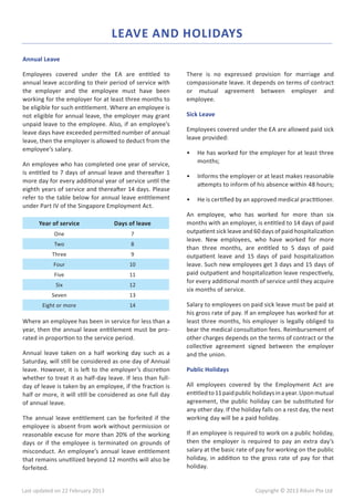Singapore Employment Act 2013 | PDF