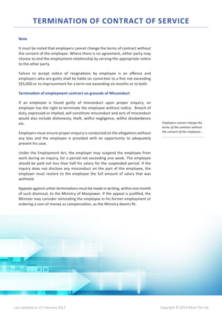 Singapore Employment Act 2013 | PDF