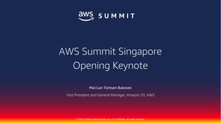 © 2018, Amazon Web Services, Inc. or its Affiliates. All rights reserved.
Mai-Lan Tomsen Bukovec
Vice President and General Manager, Amazon S3, AWS
AWS Summit Singapore
Opening Keynote
 