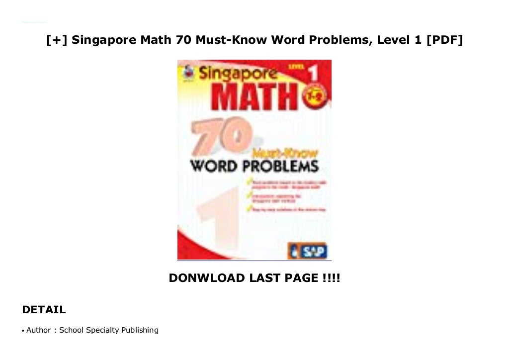 Singapore Math 70 Must Know Word Problems Level 1 PDF Singapore math 70 must know word problems level 1 pdf