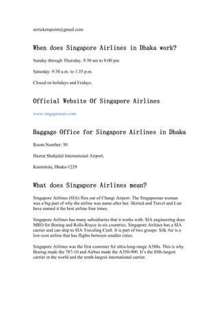 SINGAPORE AIRLINES DHAKA OFFICE CONTACT NUMBER pdf SINGAPORE AIRLINES DHAKA OFFICE CONTACT NUMBER pdf