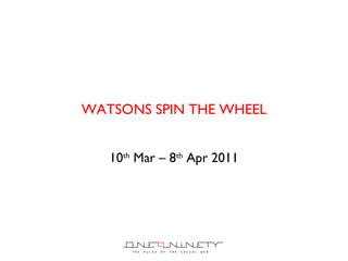 WATSONS SPIN THE WHEEL 10 th  Mar – 8 th  Apr 2011 