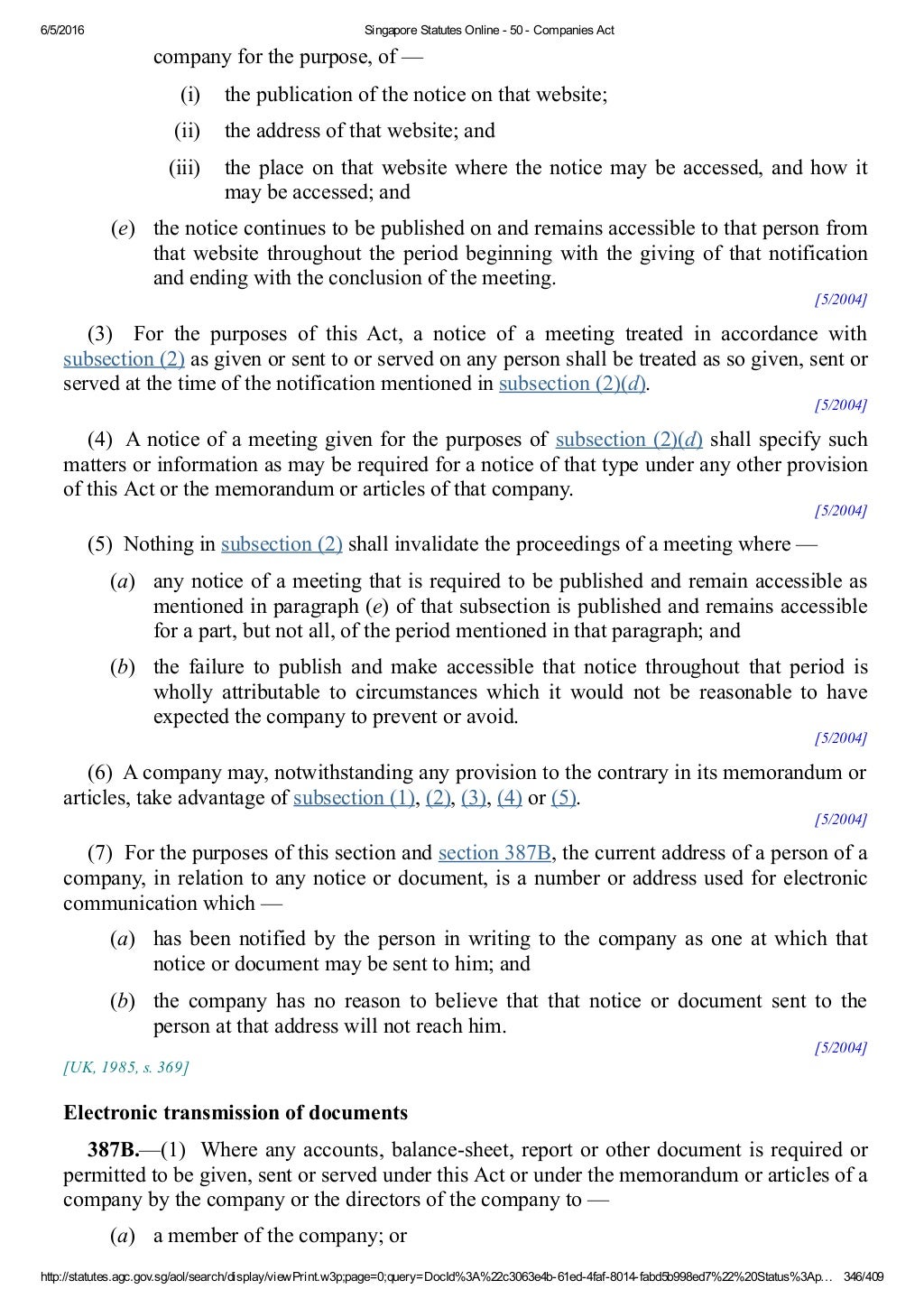 Singapore Companies Act Chapter 50