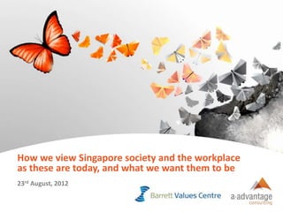 How we view Singapore society and the workplace
  as these are today, and what we want them to be
  23rd August, 2012

Copyright © aAdvantage Consulting 2012. All Intellectual Property Reserved.   1
 