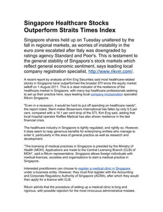 Singapore healthcare stocks outperform straits times index