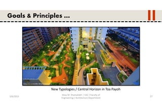 5/6/2015
Aliaa M. Shamallakh | IUG | Faculty of
Engineering | Architecture Department
27
Goals & Principles …
New Typologies / Central Horizon in Toa Payoh
 