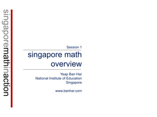 singaporemathinaction Session 1 singapore math overview Yeap Ban Har National Institute of Education Singapore www.banhar.com 
