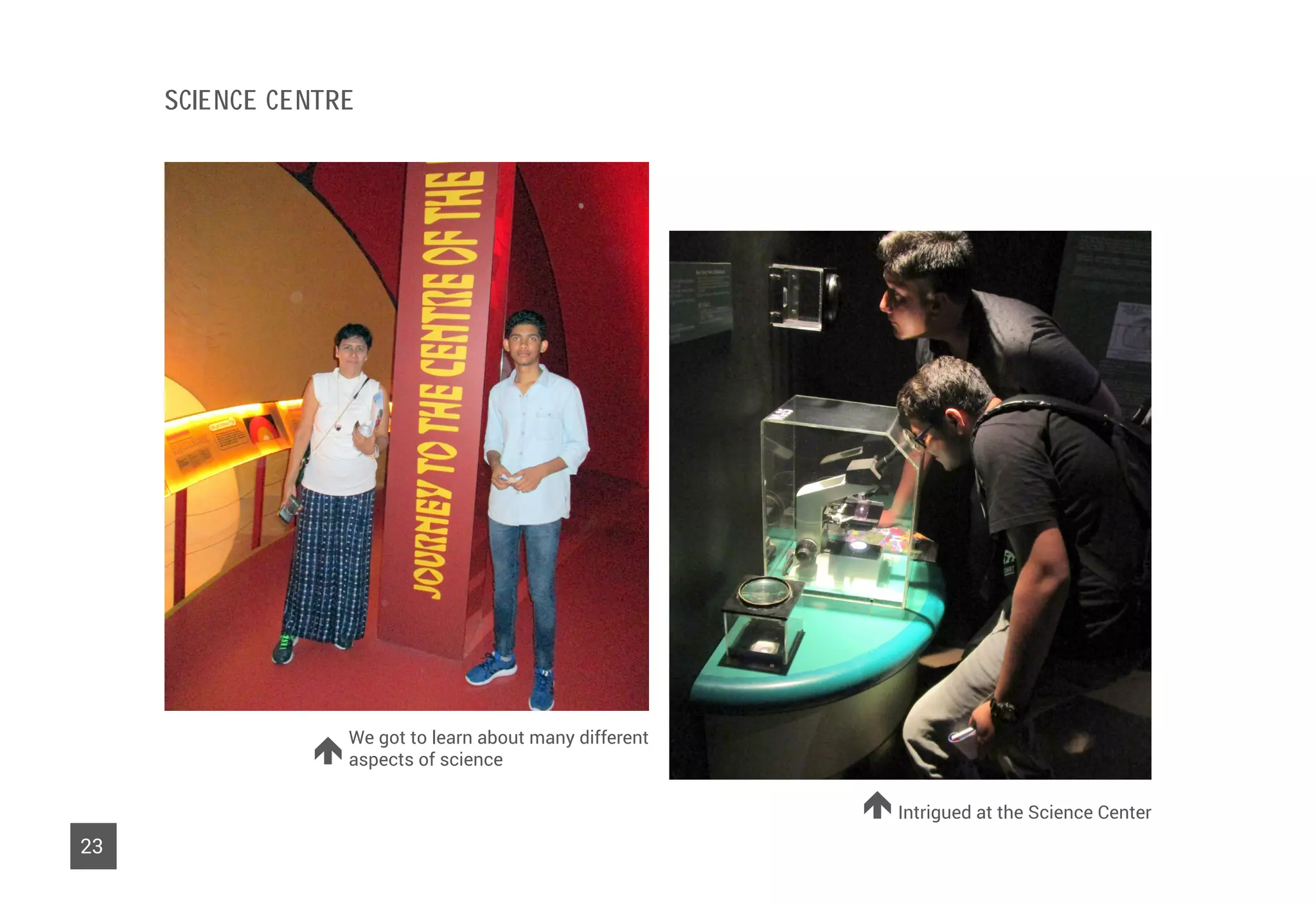 We got to learn about many different
aspects of science
23
Intrigued at the Science Center
Science Centre
 