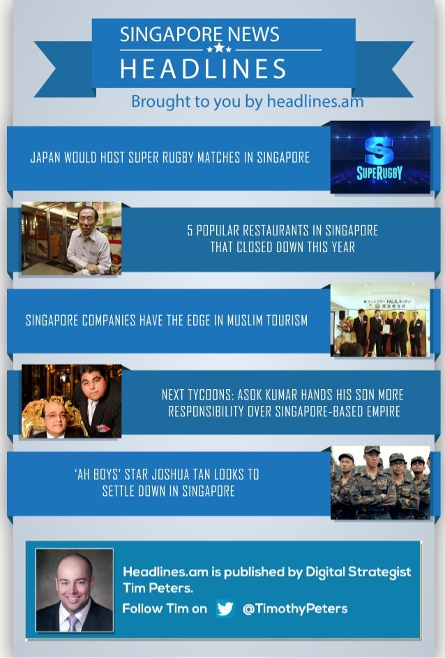 JAPAN WOULD HOST SUPER RUGBY MATCHES IN SINGAPORE 
5 POPULAR RESTAURANTS IN SINGAPORE 
THAT CLOSED DOWN THIS YEAR 
SINGAPO...