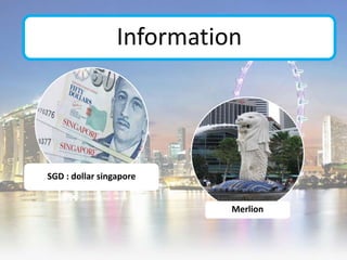 SGD : dollar singapore
Information
Merlion
 