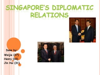 Singapore’s diplomatic  relations  Done by: ,[object Object]
