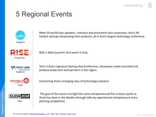For more information: Networking Singapore | e27 | iNSG | SiTF | The List | Tech in Asia
5 Regional Events
Singapore’sEcos...