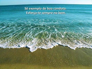 Sê exemplo de boa conduta.Sê exemplo de boa conduta.
Esforça-te sempre no bem.Esforça-te sempre no bem.
 