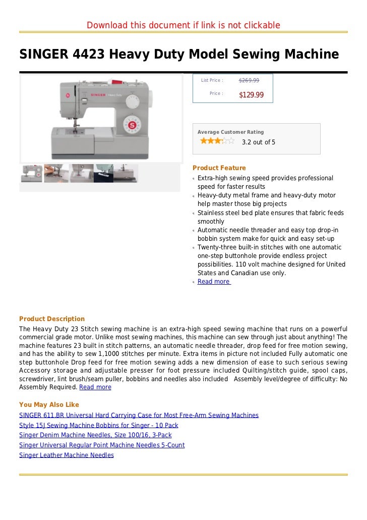 Singer 4423 heavy duty model sewing machine