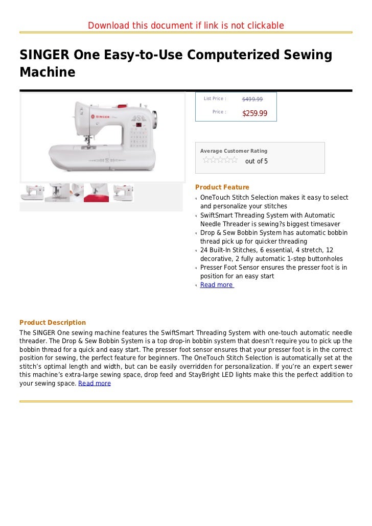 Singer one easy touse computerized sewing machine