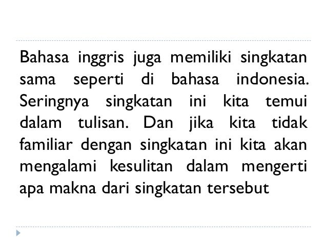 Abbreviation (Singkatan) dalam Bahasa Inggris
