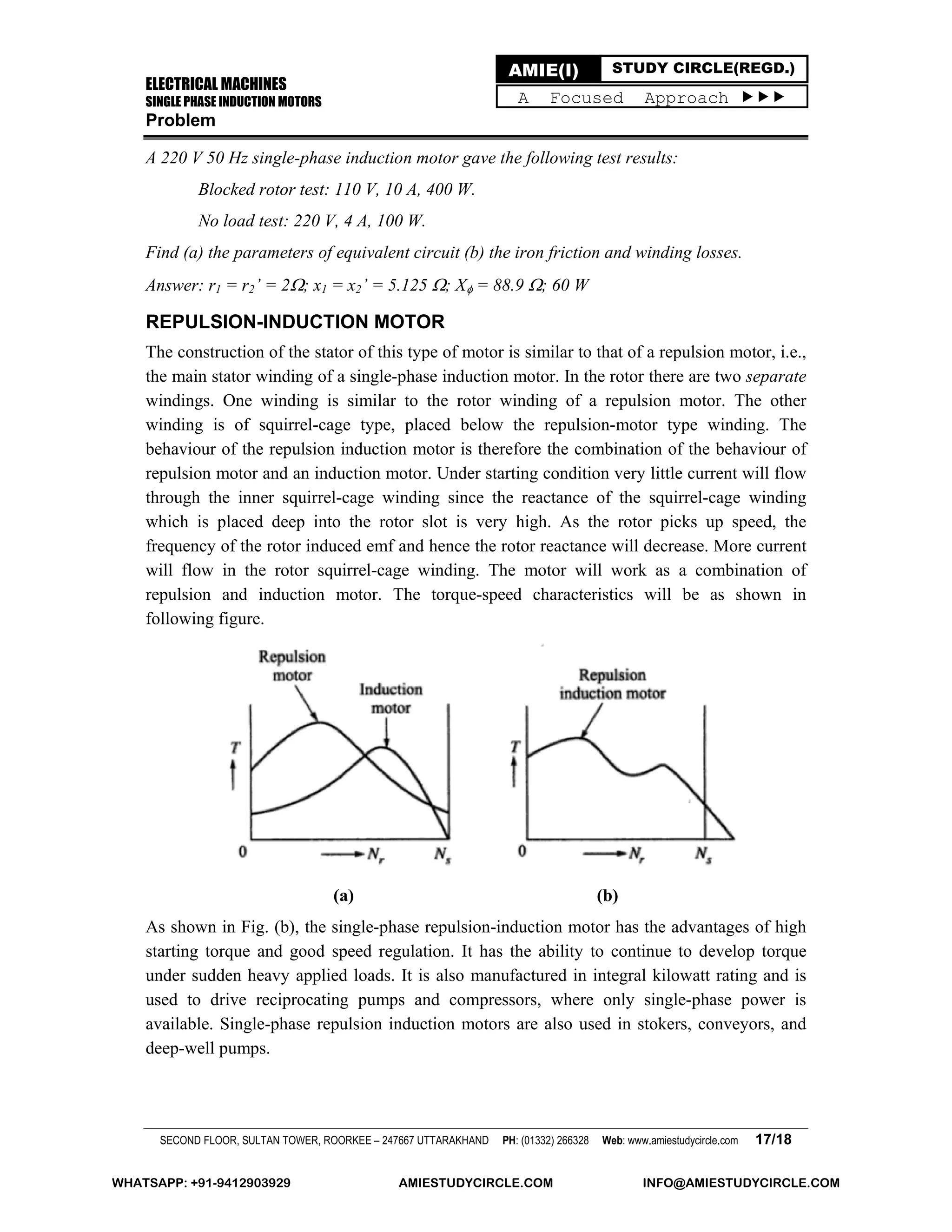 Single Phase Induction Motors | PDF