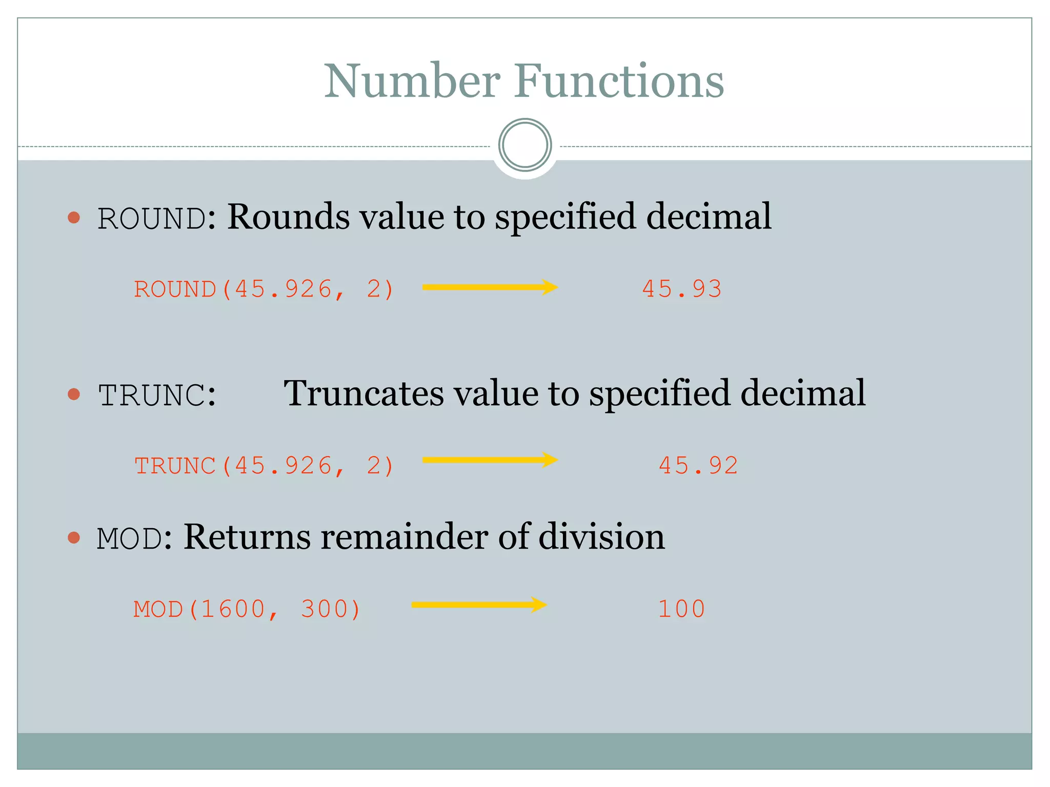 Single row functions | PPT