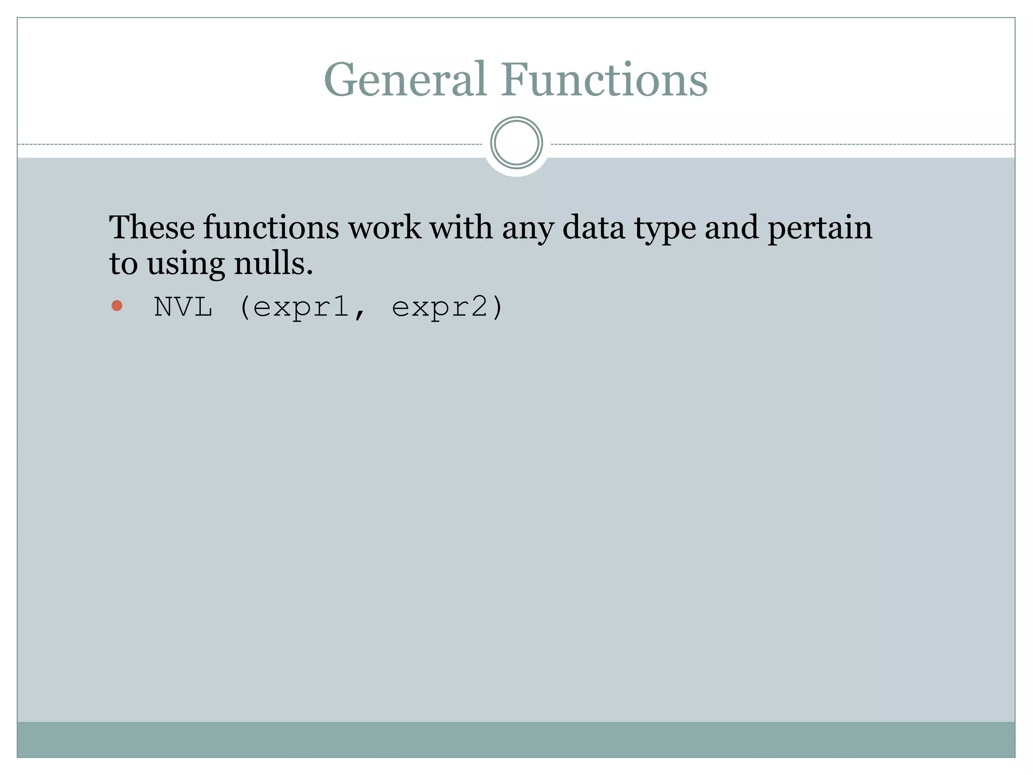 Single row functions | PPT