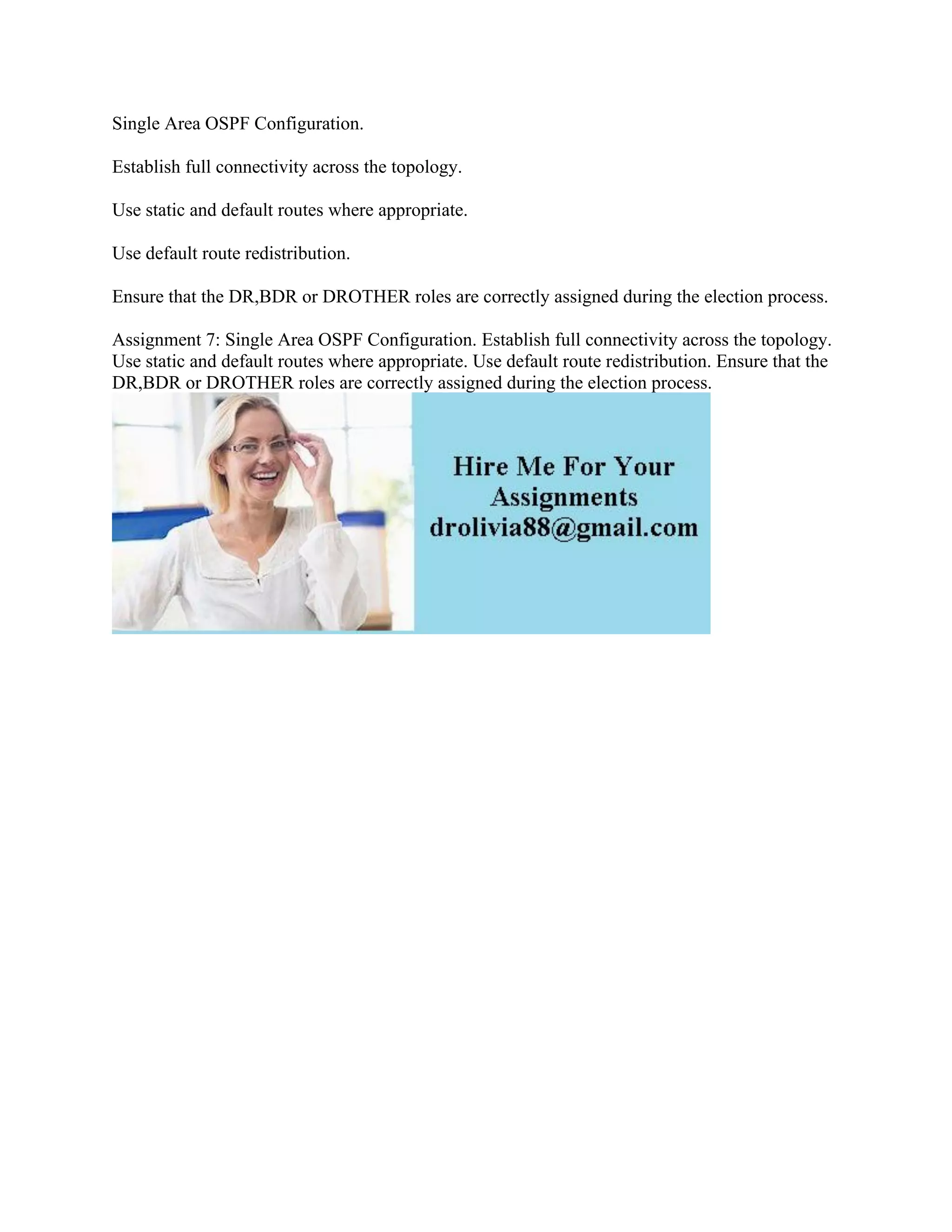 Single area ospf configuration establish full connectivity across the pdf