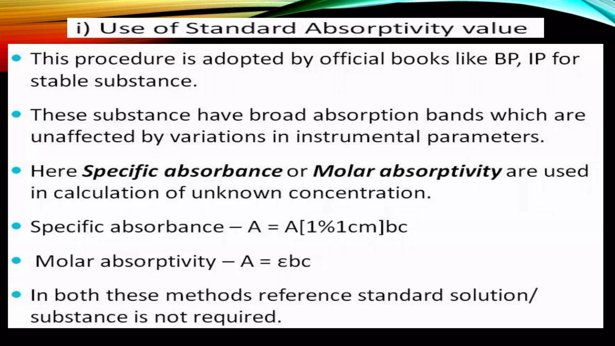 Single component analysis (uv visible spectroscopy) by mr. pradeep ...